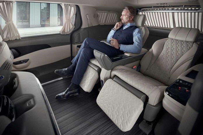 The luxurious Kia Carnival Limo has an integrated foot massager

